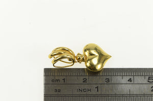 18K Puffy Heart Vintage Love Symbol Valentine Charm/Pendant Yellow Gold