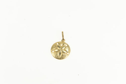 14K High Relief Sand Dollar Beach Sea Shell Charm/Pendant Yellow Gold