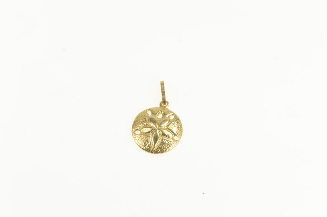 14K High Relief Sand Dollar Beach Sea Shell Charm/Pendant Yellow Gold