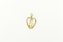 Load image into Gallery viewer, 14K E Cursive Letter Name Initial Heart Valentine Charm/Pendant Yellow Gold