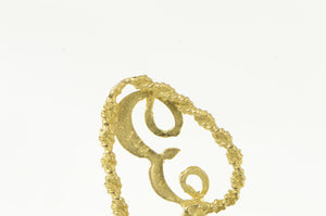 14K E Cursive Letter Name Initial Heart Valentine Charm/Pendant Yellow Gold