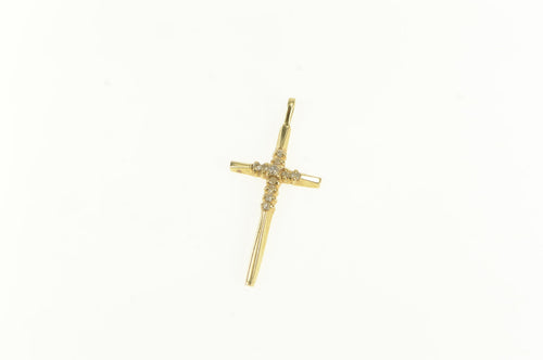 14K Diamond Classic Cross Christian Faith Vintage Pendant Yellow Gold