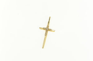 14K Diamond Classic Cross Christian Faith Vintage Pendant Yellow Gold
