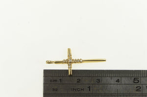 14K Diamond Classic Cross Christian Faith Vintage Pendant Yellow Gold