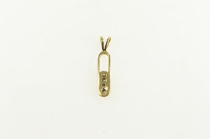 14K Retro Diamond Vertical Bar Vintage Statement Pendant Yellow Gold