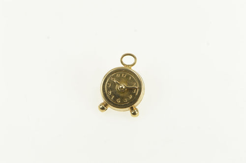 14K Articulated Alarm Clock Vintage Classic Time Charm/Pendant Yellow Gold