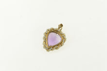 Load image into Gallery viewer, 14K Victorian Amethyst Seed Pearl Heart Valentine Charm/Pendant Yellow Gold