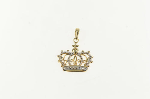 14K Ornate Crown Tiara Royalty Queen King Charm/Pendant Yellow Gold