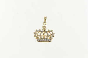 14K Ornate Crown Tiara Royalty Queen King Charm/Pendant Yellow Gold