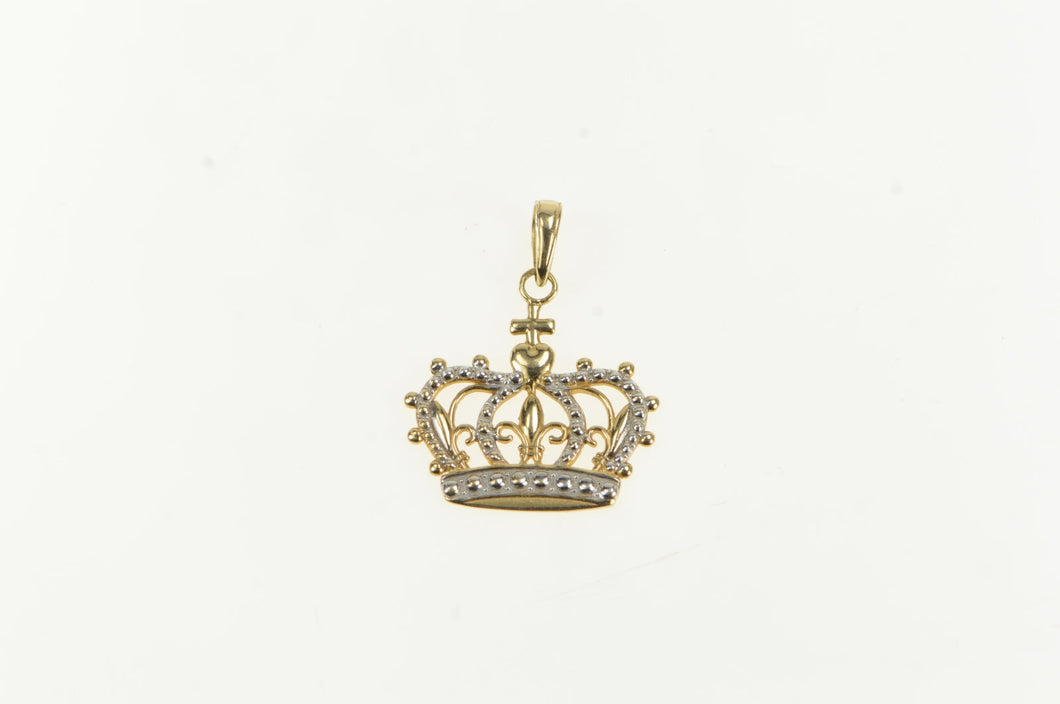 14K Ornate Crown Tiara Royalty Queen King Charm/Pendant Yellow Gold