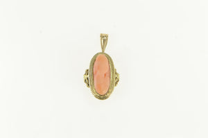 14K Victorian Coral Cameo Converted Ring Pendant Yellow Gold