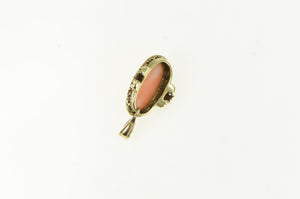 14K Victorian Coral Cameo Converted Ring Pendant Yellow Gold