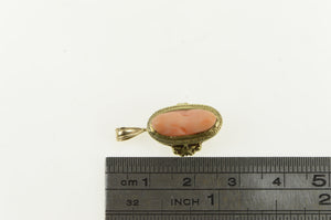 14K Victorian Coral Cameo Converted Ring Pendant Yellow Gold