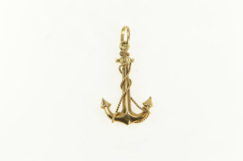 14K 3D Ornate Anchor Nautical Sailing Hope Symbol Charm/Pendant Yellow Gold