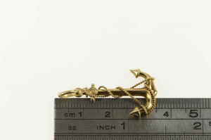 14K 3D Ornate Anchor Nautical Sailing Hope Symbol Charm/Pendant Yellow Gold