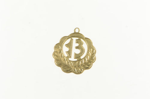 14K 13 Lucky Number Thirteen Vintage Good Luck Charm/Pendant Yellow Gold