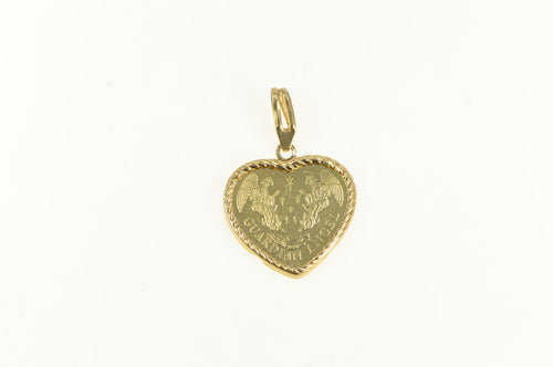 14K Guardian Angel Forever By My Side Love Pendant Yellow Gold