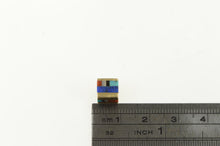 Load image into Gallery viewer, 14K Coral Turquiose Lapis Inlay Square Cube Slide Charm/Pendant Yellow Gold