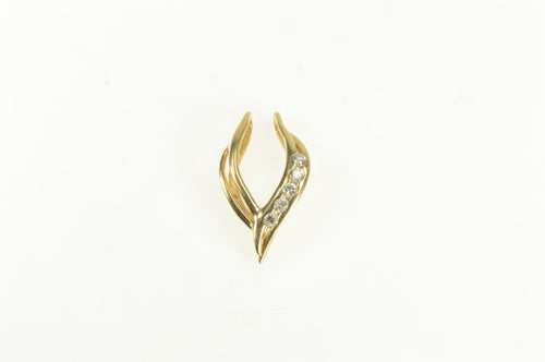 14K Diamond Wishbone Solitaire Framing Vintage Charm/Pendant Yellow Gold