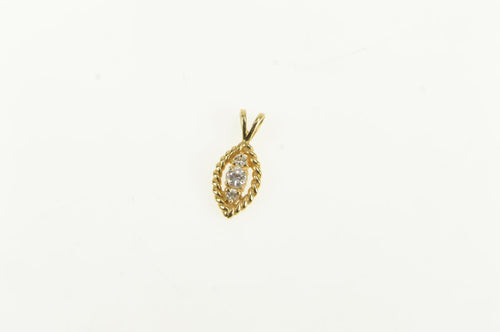 14K Marquise Diamond Cluster Rope Trim Charm/Pendant Yellow Gold