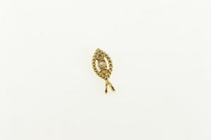 14K Marquise Diamond Cluster Rope Trim Charm/Pendant Yellow Gold