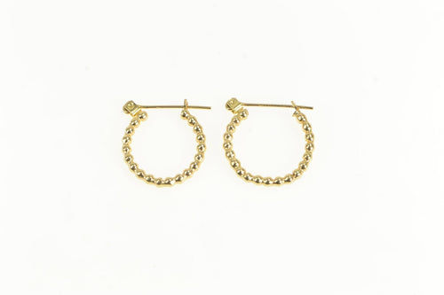 14K 17.2mm Scalloped Puffy Dot Vintage Hoop Earrings Yellow Gold