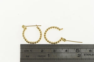 14K 17.2mm Scalloped Puffy Dot Vintage Hoop Earrings Yellow Gold