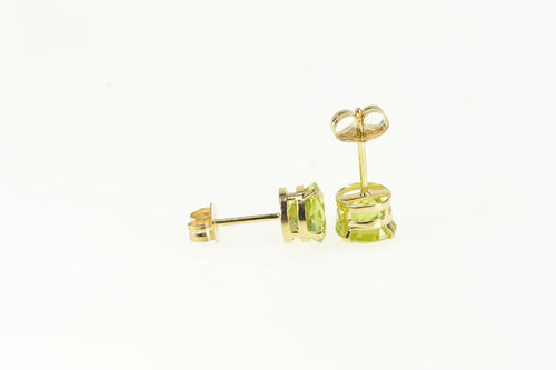 14K Round Peridot Solitaire Vintage Classic Stud Earrings Yellow Gold