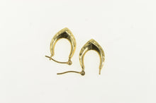 Load image into Gallery viewer, 14K Chevron Diamond Cut Textured Oval Hoop Earrings Yellow Gold