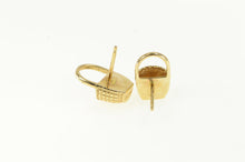 Load image into Gallery viewer, 14K 3D Picnic Basket Vintage Statement Stud Earrings Yellow Gold