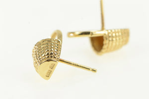 14K 3D Picnic Basket Vintage Statement Stud Earrings Yellow Gold
