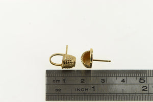 14K 3D Picnic Basket Vintage Statement Stud Earrings Yellow Gold