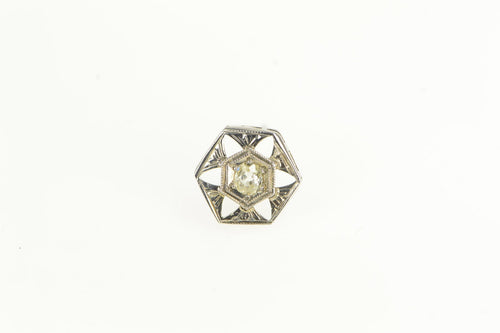 18K Art Deco Diamond Vintage Solitaire Single Earring White Gold