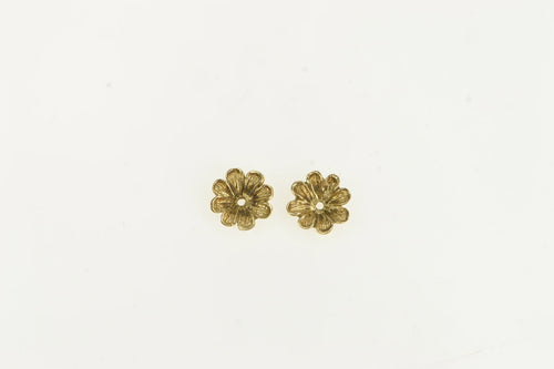 14K Ornate Flower Petal Vintage Stud Enhancer Earring Jackets Yellow Gold