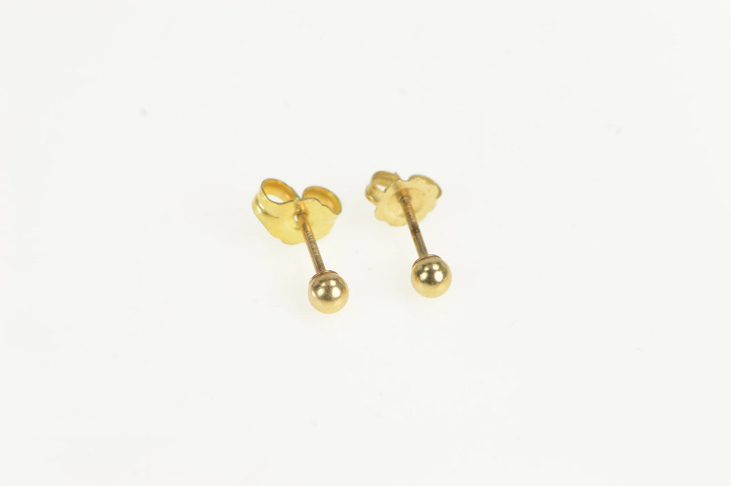 14K 2.9mm Vintage Round Ball Sphere Stud Earrings Yellow Gold