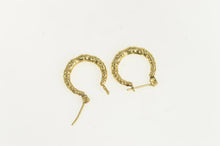 Load image into Gallery viewer, 14K 17mm Bamboo Pattern Vintage Fashion Hoop Earrings Yellow Gold