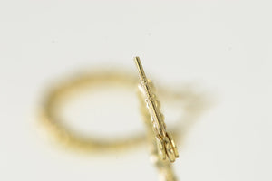 14K 17mm Bamboo Pattern Vintage Fashion Hoop Earrings Yellow Gold