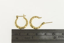 Load image into Gallery viewer, 14K 17mm Bamboo Pattern Vintage Fashion Hoop Earrings Yellow Gold