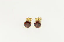 Load image into Gallery viewer, 14K Round Garnet Vintage Solitaire Stud Earrings Yellow Gold
