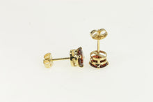 Load image into Gallery viewer, 14K Round Garnet Vintage Solitaire Stud Earrings Yellow Gold