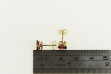 Load image into Gallery viewer, 14K Round Garnet Vintage Solitaire Stud Earrings Yellow Gold