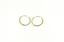 Load image into Gallery viewer, 14K 14.9mm Squared Pattern Vintage Hoop Earrings Yellow Gold