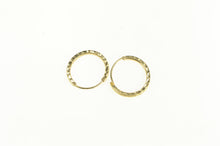 Load image into Gallery viewer, 14K 14.9mm Squared Pattern Vintage Hoop Earrings Yellow Gold