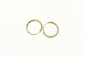 14K 14.9mm Squared Pattern Vintage Hoop Earrings Yellow Gold