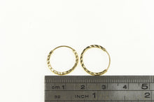 Load image into Gallery viewer, 14K 14.9mm Squared Pattern Vintage Hoop Earrings Yellow Gold