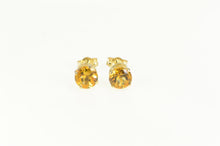 Load image into Gallery viewer, 14K Round Citrine Solitaire Vintage Classic Stud Earrings Yellow Gold