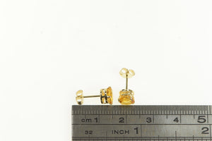 14K Round Citrine Solitaire Vintage Classic Stud Earrings Yellow Gold