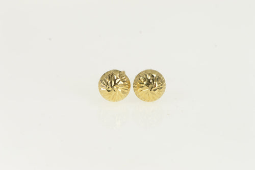 14K Round Diamond Cut Textured Domed Stud Earrings Yellow Gold