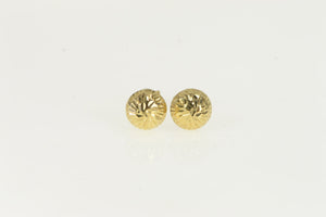 14K Round Diamond Cut Textured Domed Stud Earrings Yellow Gold