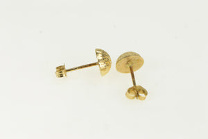 14K Round Diamond Cut Textured Domed Stud Earrings Yellow Gold